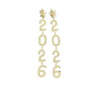 Colorful 2026 Happy New Year Rhinestone Dangle Earrings for Women Glitter Beaded 2026 Earrings New Year’s Eve Dance Accessories Jewelry, Acrylic, No Gemstone