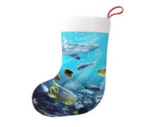 Colorful 3D Nature Scenic of Sea Underwater of Tropical Fishes Christmas Stocking, Candy Gift Bags, Hanging Stocking Ornament, Christmas Decorations