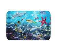 Colorful 3d Nature Scenic Of Sea Underwater Of Tropical Fishes Crystal Velvet Lock Edge Floor Mat 40x60, Non Slip, Easy To Clean, Comfortable Foot Feel