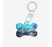Colorful 3D Nature Scenic of Sea Underwater of Tropical Fishes Printing 1 Pc Dog Bone Shape Id Tags Double Sided with Key Ring Craft for Pets