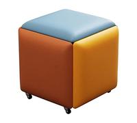 Colorful 5-in-1 PU Leather Ottoman Cube with Swivel Casters - Stackable Stool & Movable Footstool for Living Room & Bedroom - Versatile Seating & Dressing Chair