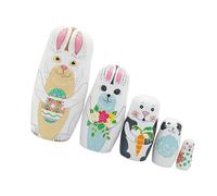 Colorful 5 Layered Rabbits Matryoshka Nesting Dolls for Parent Kids Interaction Enhancing Cognitive Fine Motor Skill Wooden Nesting Doll