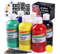 Colorful 6 Colors Permanent Fabric Paint for Furniture, 8.45 oz (250 ml) Fabric Paint for Clothes, Soft Rich Pigment Non-Toxic Textile Paint for Fabric DIY Crafts T-shirts Shoes Jeans for Kid Adult