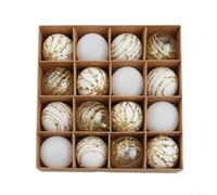 Colorful 6CM Christmas Balls 16PCS Electroplated Ornaments for Weddings, Parties, and Celebrations (White)