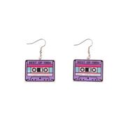 Colorful 70S80s Neon Cassette Tape Dangle Earrings for Women Acrylic Retro Cassette Tape Earrings Disco 90s Outfits Punk Music Party Jewelry Accessories, Acrylic, No Gemstone