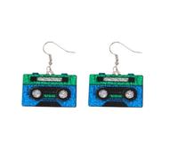 Colorful 70S80s Neon Cassette Tape Dangle Earrings for Women Acrylic Retro Cassette Tape Earrings Disco 90s Outfits Punk Music Party Jewelry Accessories, Acrylic, No Gemstone