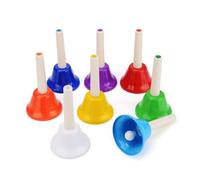 Colorful 8 Note Handbells Set Musical Bells Hand Percussion Bells Music Toy For Chorus Wedding Family Party