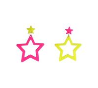Colorful 80s 90s Neon Star Earrings for Women Retro Glow Party Costume 80s 90s Acrylic Dangle Earrings Outfit, Acrylic, No Gemstone
