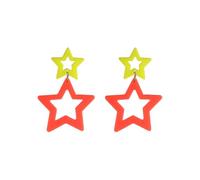 Colorful 80s 90s Neon Star Earrings for Women Retro Glow Party Costume 80s 90s Acrylic Dangle Earrings Outfit, Acrylic, No Gemstone