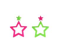 Colorful 80s 90s Neon Star Earrings for Women Retro Glow Party Costume 80s 90s Acrylic Dangle Earrings Outfit, Acrylic, No Gemstone