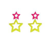 Colorful 80s 90s Neon Star Earrings for Women Retro Glow Party Costume 80s 90s Acrylic Dangle Earrings Outfit, Acrylic, No Gemstone