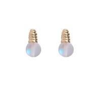 Colorful AB Glass Beads Fun Small Light Bulb Earrings Student Earrings Female Silver Plated Star Stud Earrings (Clear, One Size)