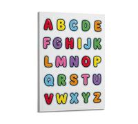 Colorful ABC Alphabet Kids Educational Wall Art, Cute Cartoon Hanging Paintings Poster for Nursery Kids Bedroom Classroom Playroom Learning Decor 24x36inch(60x90cm)