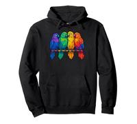Colorful Abstract Art Animal Lover Geometric Parrots Pullover Hoodie