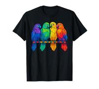 Colorful Abstract Art Animal Lover Geometric Parrots T-Shirt