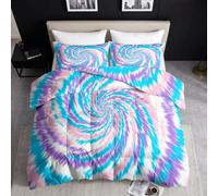 Colorful Abstract Art Single Size Cozy Coverless Duvet Set 3 Pieces | 135 x 200 cm Lightweight Duvet Quilt, 3D Spiral Swirl Radial Pattern Soft Highly Fluffy Microfiber All Seasons Bed Cover
