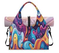 Colorful Abstract Art Sports Duffle Bag with Shoe Compartment Weekend Overnight Bags Tote Cabin Luggage Bag for Gym Yoga Travel