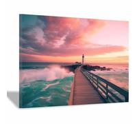 Colorful abstract canvas wall decor Ocean Tree Abstract Pictures for Living Room Home Wall Decoration(Red 86)-30x40cm Framed