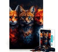 Colorful Abstract Cats 1000 Pieces Puzzles for Teenagers DownTime Game Smooth Connection Real Challenge Santa Surprise (50x75cm)