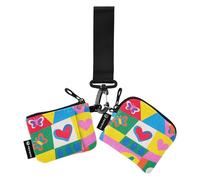 Colorful Abstract Checkered Butterfly Women's Money Organizers Mini Fashion Coin Purse Wallet Bag with Zipper Coin Pocket for Women 2 Pcs tarjetero para tarjetas de credito
