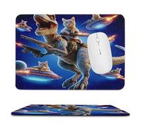 Colorful Abstract Dinosaurs Non-Slip Mouse Pad,Funny Cute Outer Space Galaxy UFO Cat Wild Animal Dinosaurs with Most Types of Mouse,Stitched Edges for Decoration 20x24 cm