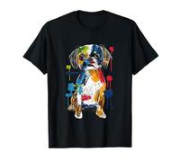 Colorful Abstract Dog Art Paint Splatter Puppy Design T-Shirt