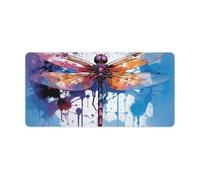 Colorful Abstract Dragonfly Desk Mat Waterproof Writing Mouse Pad Large Office Desk Pad Protector Non-Slip Laptop Desk Protector Desk Blotter Rubber Keyboard Mat for Work Home Decor 12" X 24"