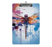 Colorful Abstract Dragonfly Plastic Clipboard with Storage Office Acrylic Clipboards Low Profile Clip Clear Clip Boards Basics Letter Size Hardboard for Nurses,Teachers