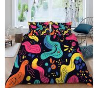 Colorful Abstract Duvet Cover Queen Size, Geometric Bedding Set 3D Print Microfiber Modern Pattern Comforter Cover, Quilt Cover with 2 Pillow Sham, 90" x 90" (Dz4728)