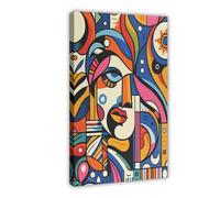 Colorful Abstract Geometric Portrait Art 1 Canvas Poster Wall Art Decor Print Picture Paintings for Living Room Bedroom Decoration 24x36inch(60x90cm)