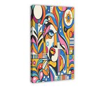 Colorful Abstract Geometric Portrait Art 3 Canvas Poster Wall Art Decor Print Picture Paintings for Living Room Bedroom Decoration 16x24inch(40x60cm)