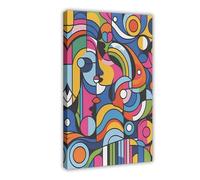 Colorful Abstract Geometric Portrait Art Canvas Poster Wall Art Decor Print Picture Paintings for Living Room Bedroom Decoration 08x12inch(20x30cm)