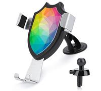 Colorful Abstract Geometry Rainbow Pink Yellow Blue Green Color Car Phone Mount Stand, Hands Free Cell Mobile Phone Holder, Non-Slip Ultra Stable Universal Fit Automobile Clamp Cradle