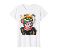 Colorful Abstract Graffiti Doodle Pop Art Monkey Graphic Value Graphic T-Shirt, Women, White, L
