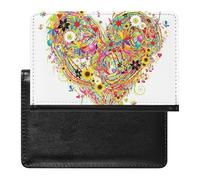 Colorful Abstract Heart Shape Butterflies on White Women's Passport Protector, Men's Passport Protector, PU Travel Passport Protector for Women Men Worker 5.8 x 3.9 x 0.4 inch