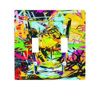 Colorful Abstract Light Switch Cover Plates/Outlet Covers, Vibrant Summer Graffiti for Wall Accents, Thermoplastic Wall Plates, Standard Size Double Toggle