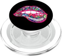 Colorful Abstract Lips Pattern Retro Pop Art Aesthetic PopSockets PopGrip for MagSafe