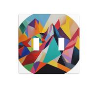 Colorful Abstract Mountain Peak Range Double Gang Toggle Light Cover Wall Plate Switch Decor Standard Size - 11.4x11.4cm