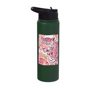 Colorful Abstract Painted Jaguar Big Cat Jungle Art Stainless Steel Insulated Water Bottle