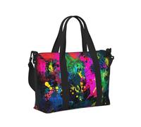 Colorful Abstract Painting Print Travel Hand Bag for Women Men Foldable Weekend Vacation Journeys Tote Shoulder Bags