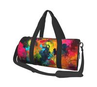 Colorful Abstract Painting Printed Round Travel Duffel Bag Large Overnight Weekend Bags for Hiking, Vacations, Gym, Sports