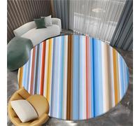 Colorful Abstract Round Rug 120cm, for Entryway Washable Non Slip Circle Doormat, Indoor Minimalism Vertical Lines Printed flannel Door Mat Floor Carpet for Backdoor Bedroom