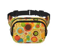 Colorful Abstract Square Double-Layer Waist Bag Mini Adjustable Waist Belt Bag Exercise Running Travel Hiking, Black, One Size