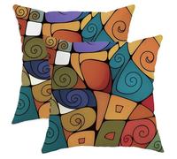 Colorful Abstract Throw Pillow Covers Set of 2, Vibrant Geometric Design Cushion Cases, Decorative Square Pillows for Living Room Sofa Bed 22x22 Inch