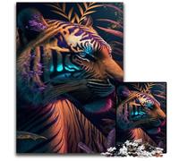Colorful Abstract Tiger JigsawPuzzle 1000 Pieces for Adults Challenging Puzzles Challenging DIY Brain Teaser for Teenagers 50x75CM/19.68x29.52inch