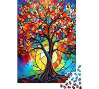 Colorful Abstract Tree 1000 Piece Jigsaw Puzzle Paper for Adults Relaxation Focus Family Interactive Home Decor Gift 52x38cm/1000pcs