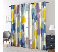 Colorful Abstract Watercolor Blackout Curtains for Bedroom, 110x215 cm, 2 Pieces - Modern Window with Grommets, Stylish Room Darkening Drapes SD48