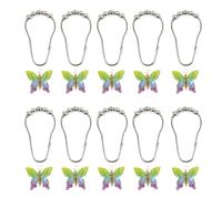 Colorful Acrylic Butterfly Shower Curtain Hooks 10Pcs Rustproof Smooth Gliding Metal Rings For Elegant Bathroom Decors Shower Accessories