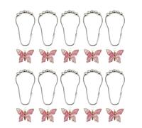 Colorful Acrylic Butterfly Shower Curtain Hooks 10Pcs Rustproof Smooth Gliding Metal Rings For Elegant Bathroom Decors Shower Accessories