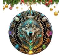 Colorful Acrylic Christmas Ornament, Wolf Christmas Ornaments, Wolf Ornaments for Christmas Tree, Christmas Decorations, Wolf Lovers Gift, Christmas Ornament Gift Ideas (Wolf)